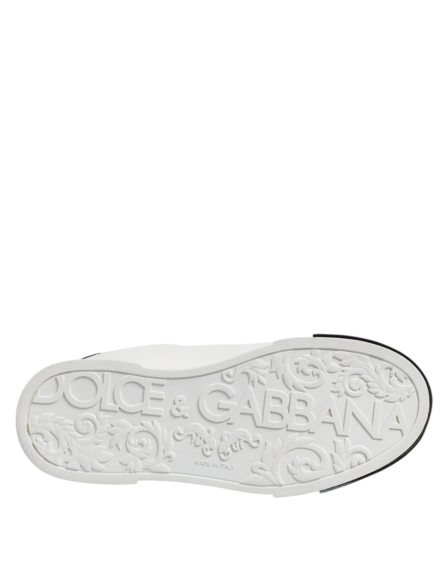 Dolce & Gabbana White Black Logo Leather Lace Up Sneakers Shoes