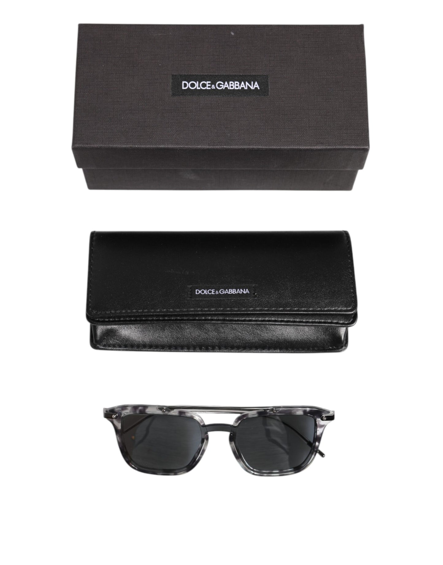 Dolce & Gabbana Gray Havana Acetate Square DG4327 Eyewear Sunglasses