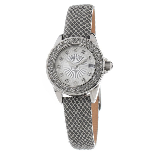 Folli Follie Gray Leather Dress Watch