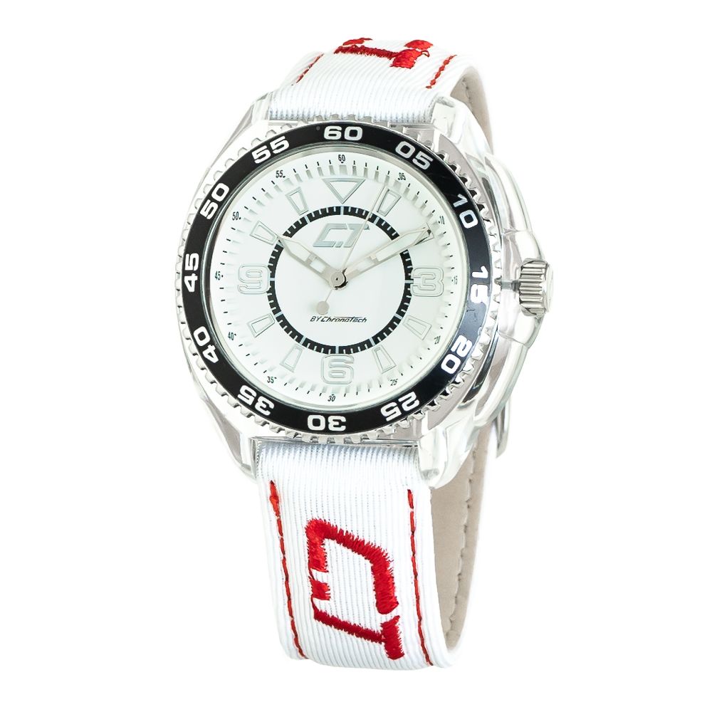 Chronotech White Leather Dress Watch