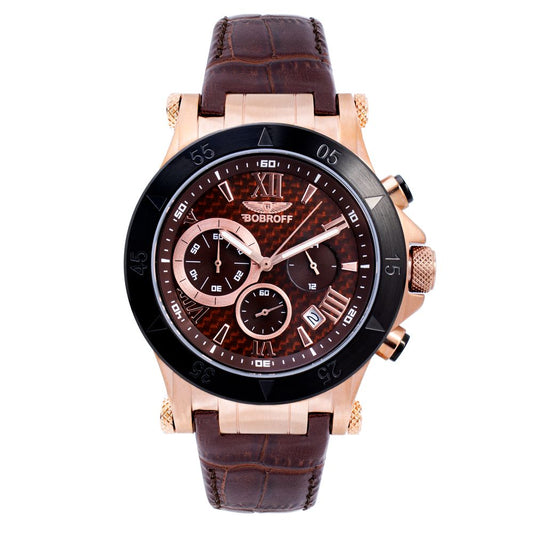 Bobroff Brown Leather Dress Watch