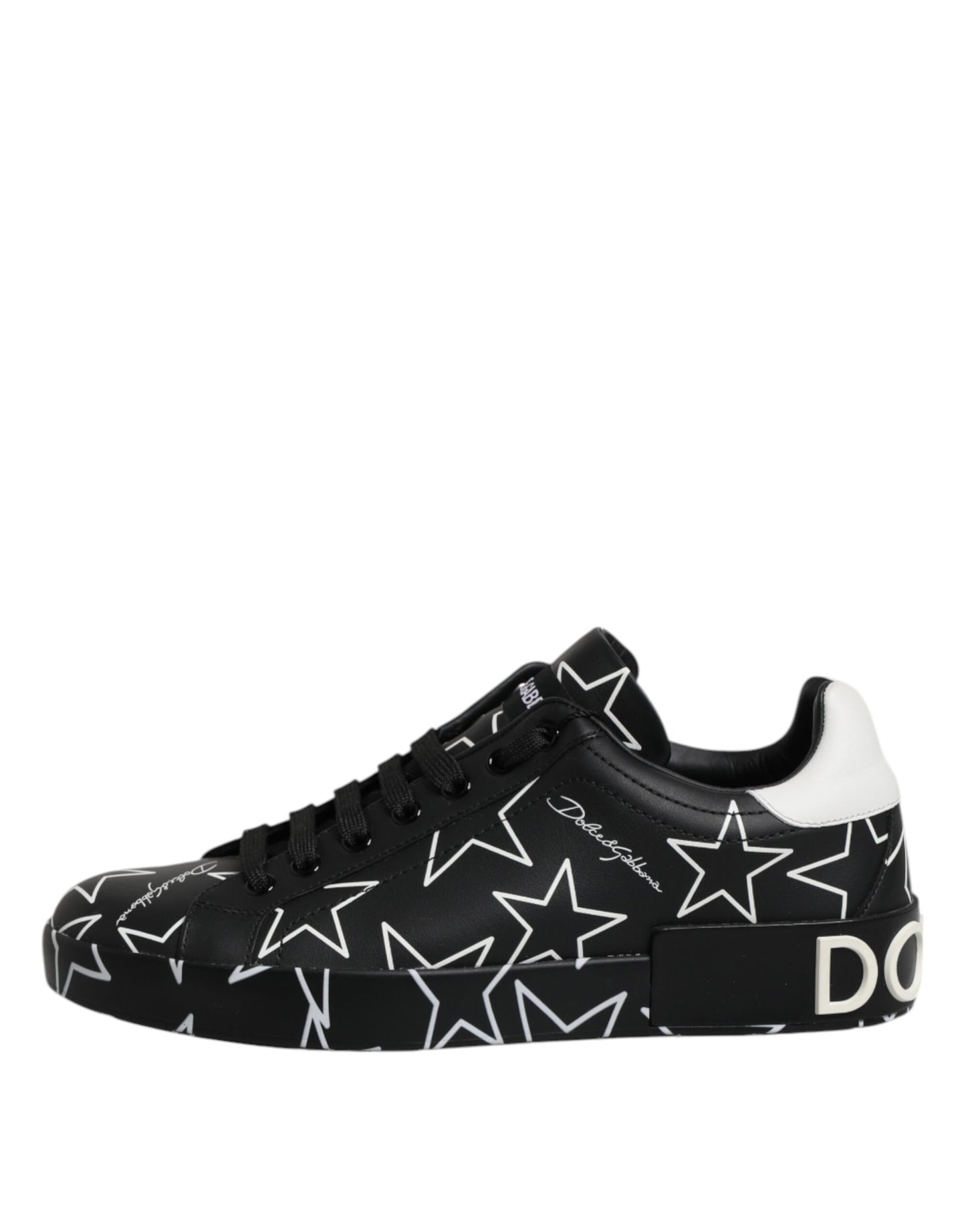 Dolce & Gabbana Black White Stars Low Top Men Sneakers Shoes