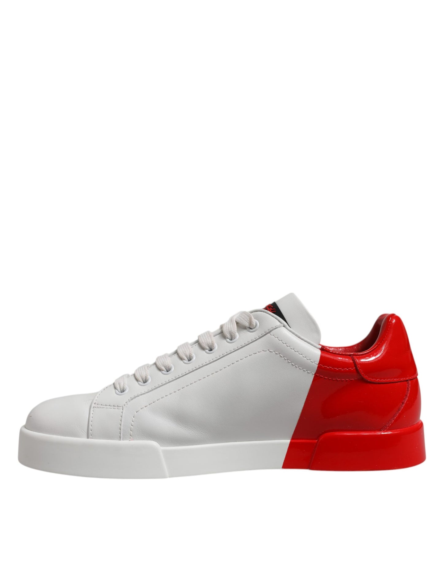 Dolce & Gabbana White Red Logo Low Top Leather Sneakers Shoes