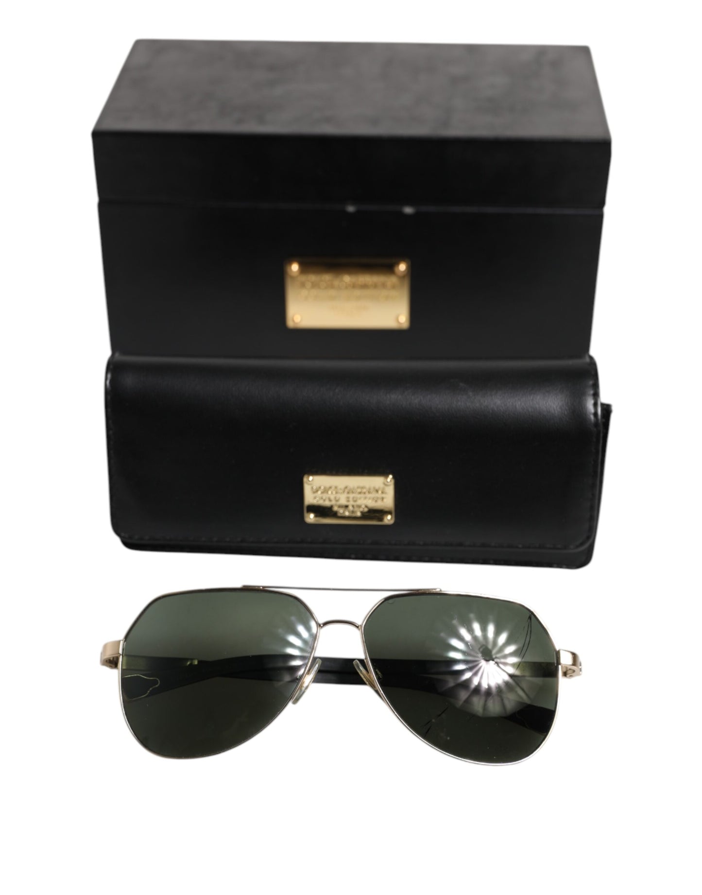 Dolce & Gabbana Black 18K Gold Plated Polarized Steel DG2133K Sunglasses