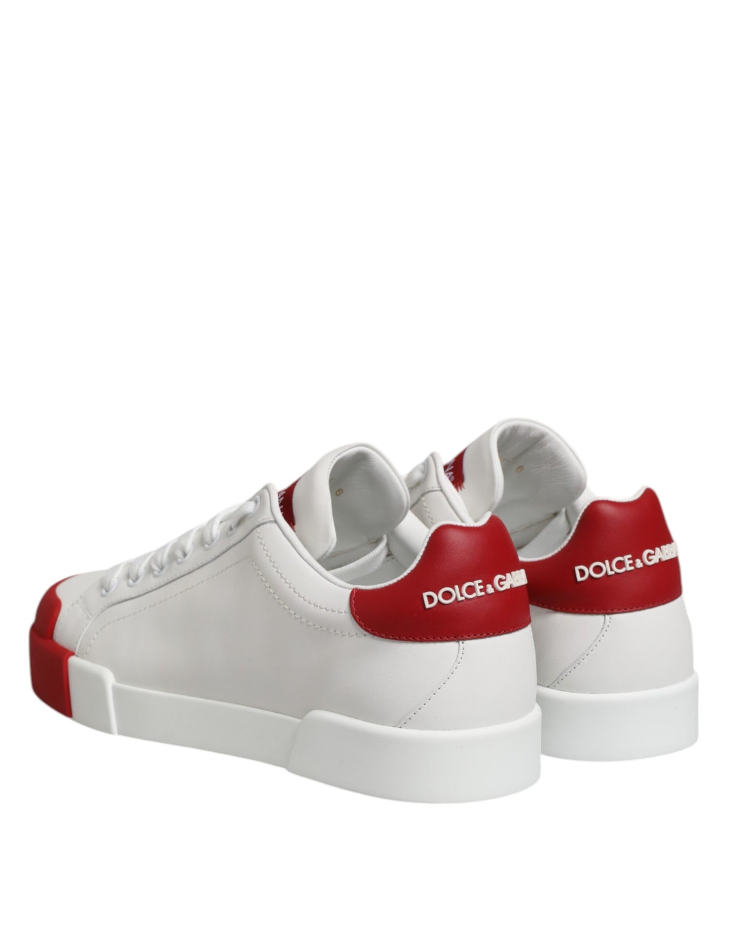 Dolce & Gabbana White Leather DG Logo Low Top Sneakers Shoes