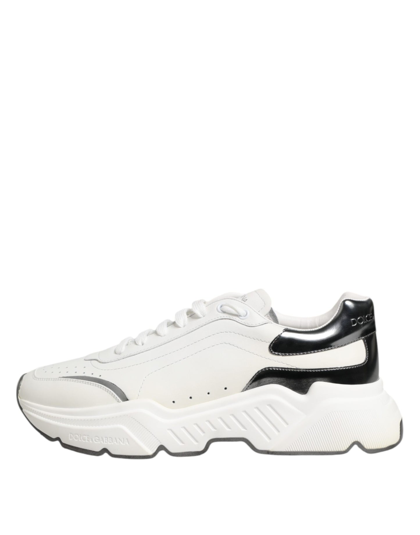 Dolce & Gabbana White Silver DAYMASTER Leather Sneakers Shoes