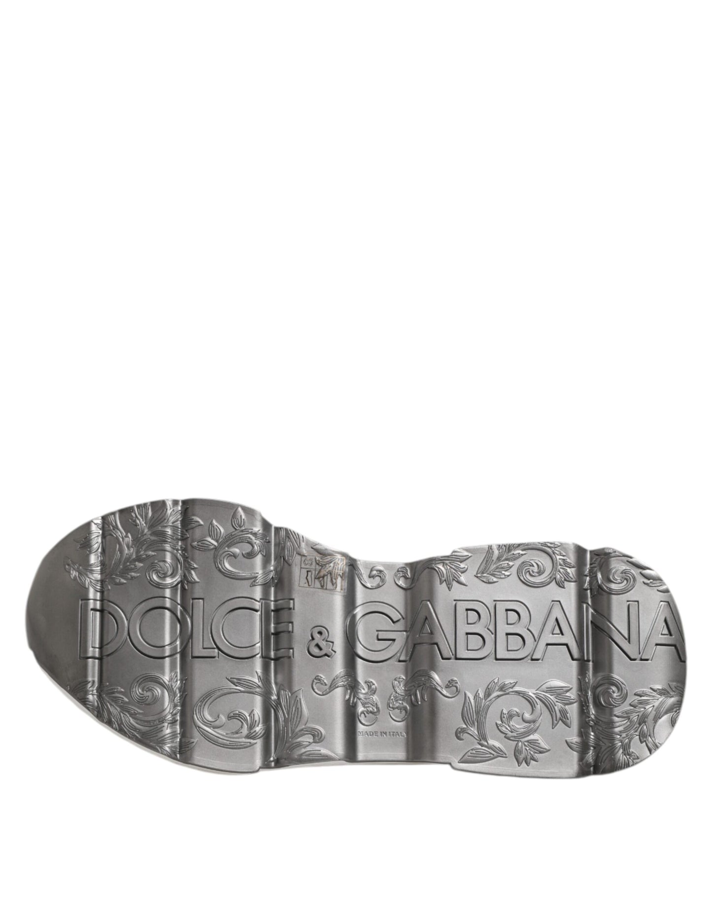 Dolce & Gabbana White Silver DAYMASTER Leather Sneakers Shoes