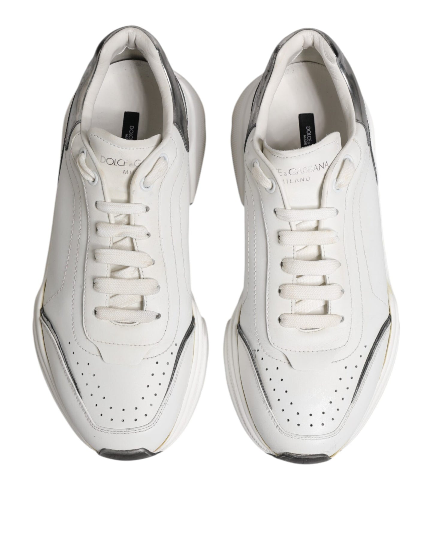 Dolce & Gabbana White Daymaster Leather Low Top Sneakers Shoes