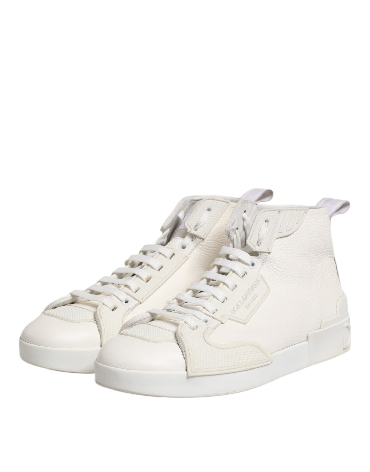 Dolce & Gabbana White Leather Mid Top Sneakers Shoes