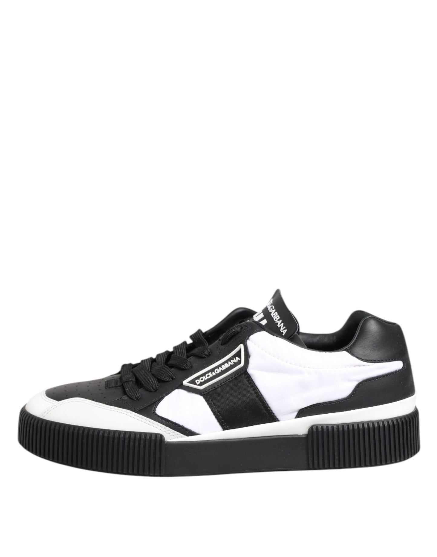 Dolce & Gabbana Black White Leather MIAMI Low Top Sneakers Shoes
