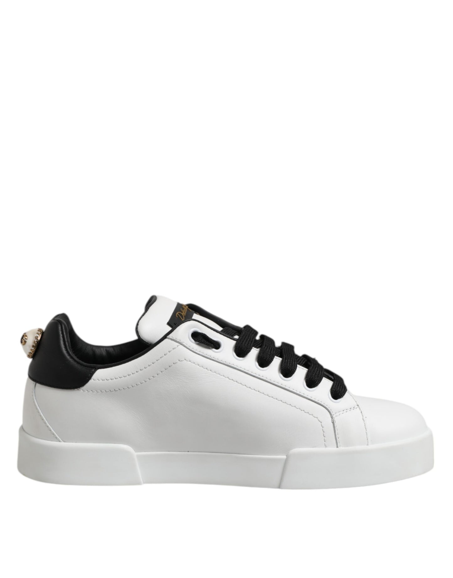 Dolce & Gabbana White Leather Portofino Lace Up Sneakers Shoes