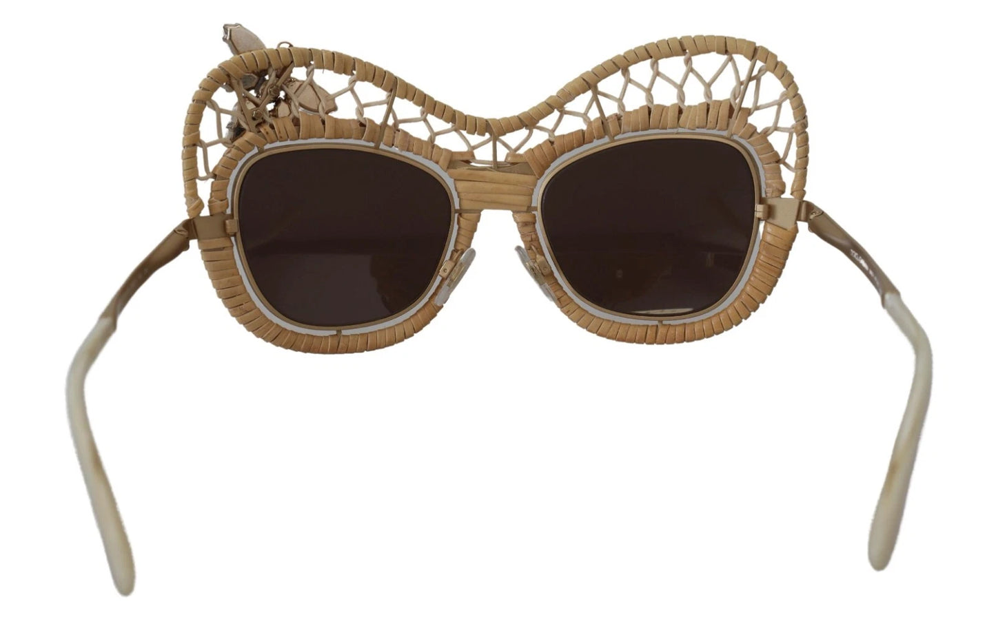 Dolce & Gabbana DG2159B Beige Gold Straw Butterfly Crystals Sunglasses