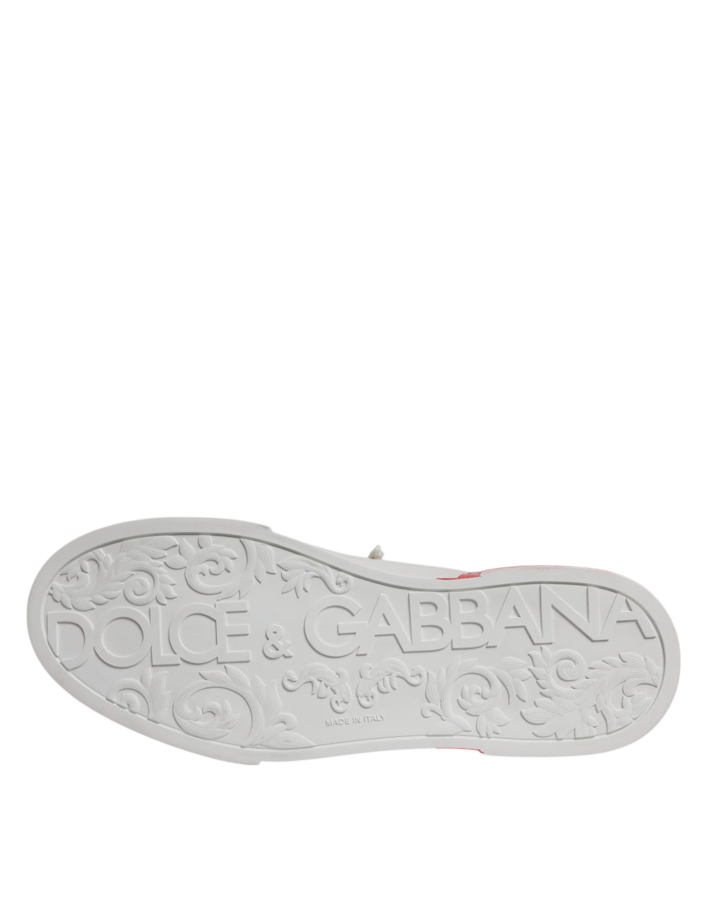 Dolce & Gabbana White Red Portofino Low Top Men Sneakers Shoes