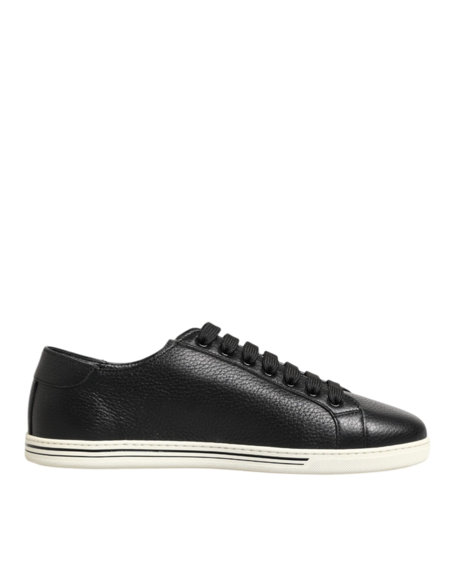 Dolce & Gabbana Black Leather Lace Up Low Top Sneakers Shoes