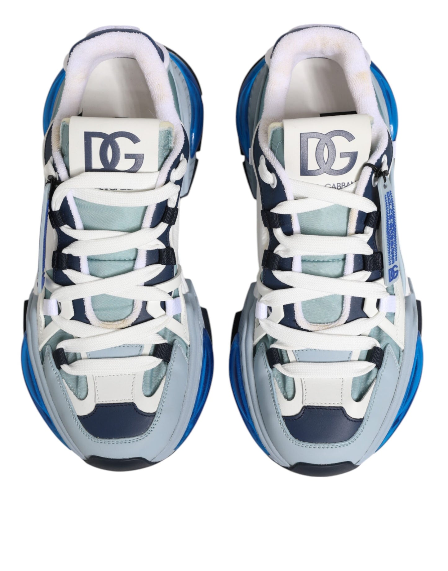 Dolce & Gabbana White Blue Nylon Airmaster Sneakers Shoes