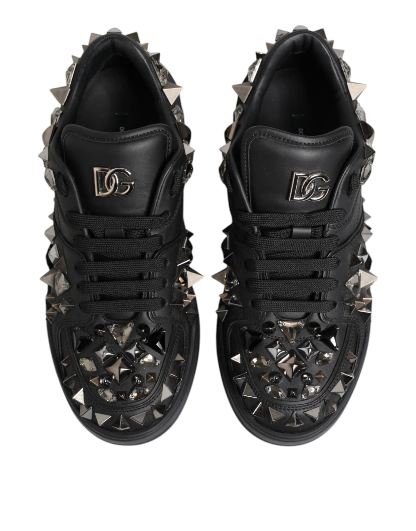 Dolce & Gabbana Black Portofino Studded Men Sneakers Shoes
