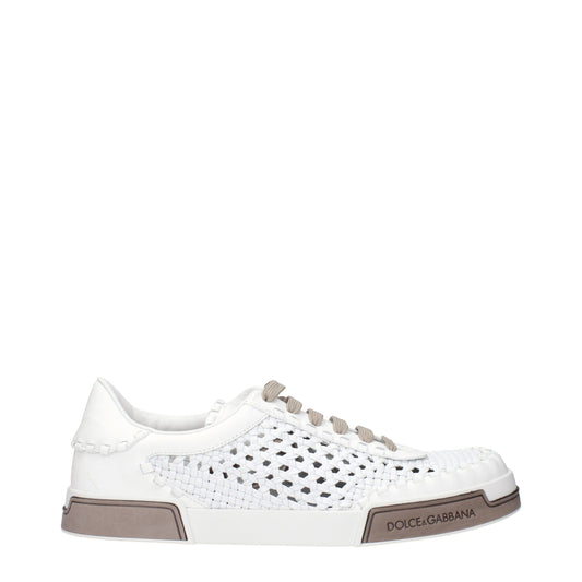 Dolce & Gabbana White Leather Low Tops