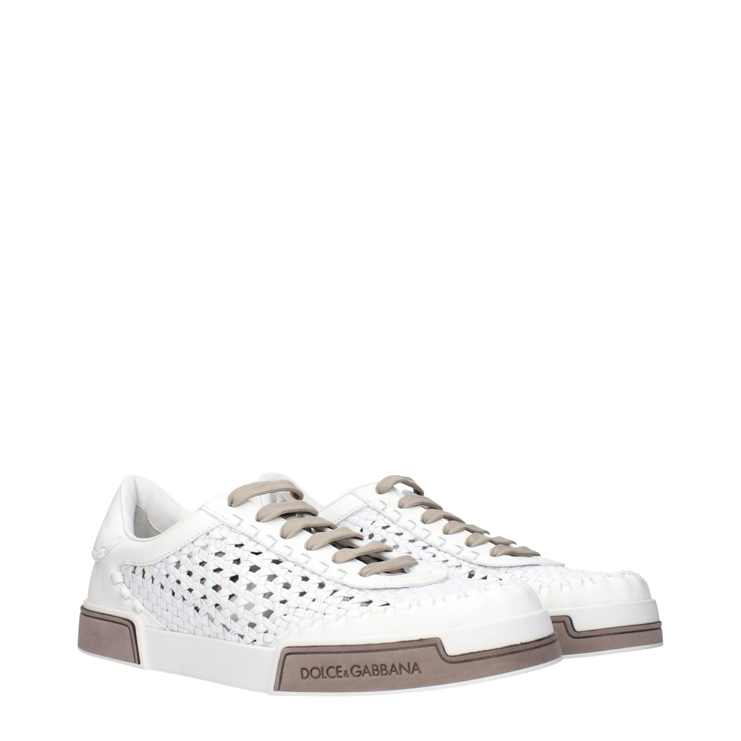 Dolce & Gabbana White Leather Low Tops
