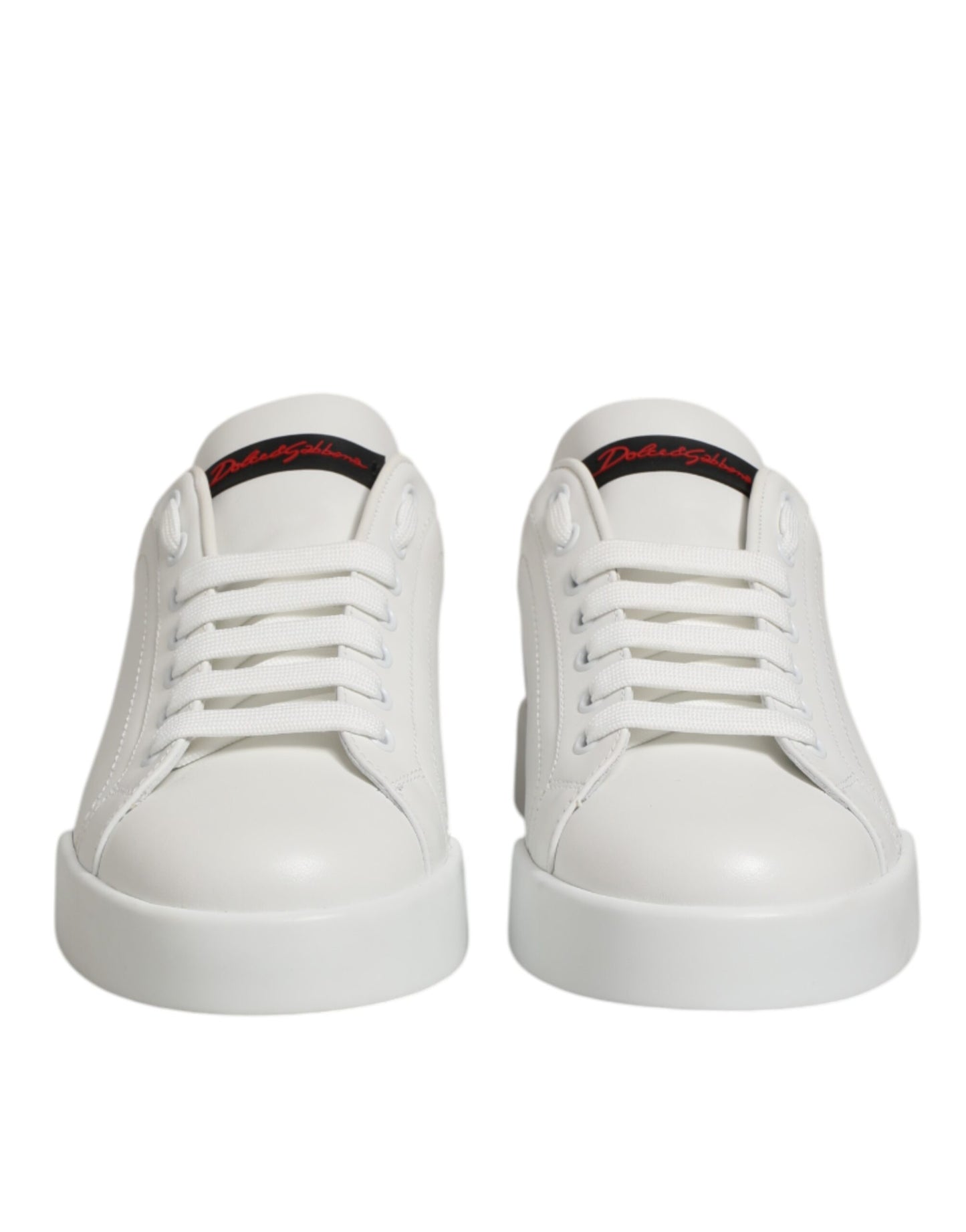 Dolce & Gabbana White Leather Lace Up Low Top Sneakers Shoes