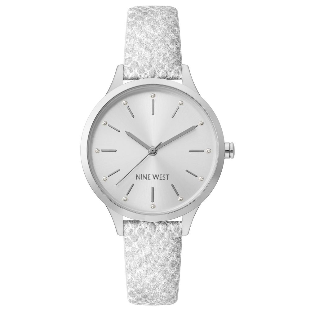 Nine West Gray Leather Dress Watch